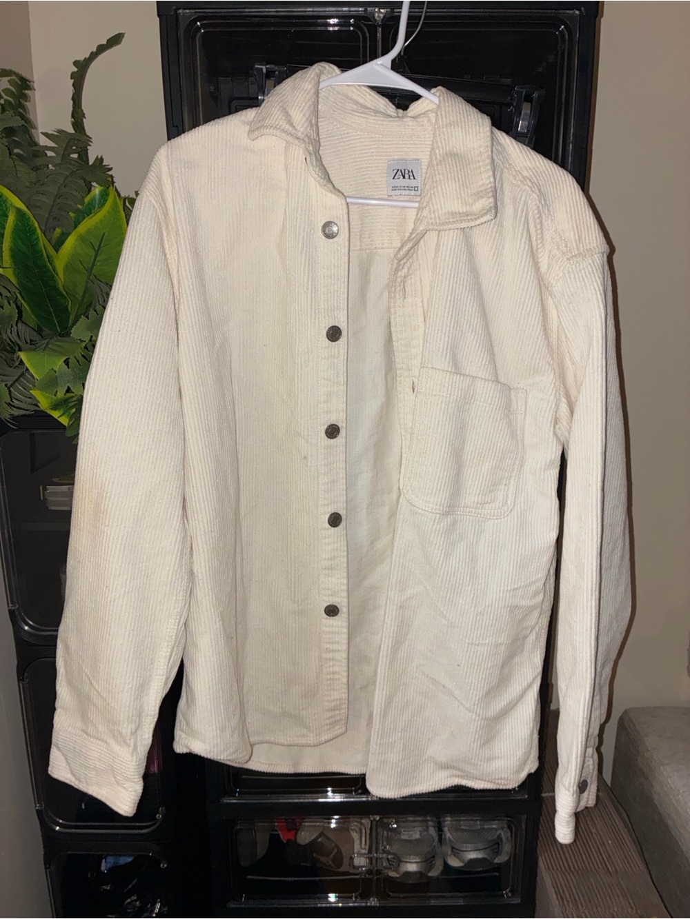 Zara Off-White Corduroy Button-Front Jacket